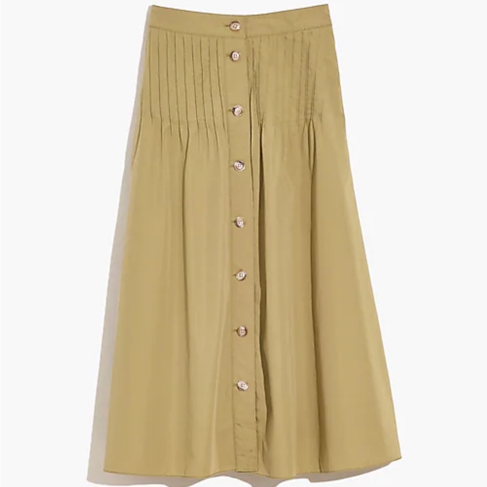 Madewell Button-Front Pintuck Midi Skirt Size 4